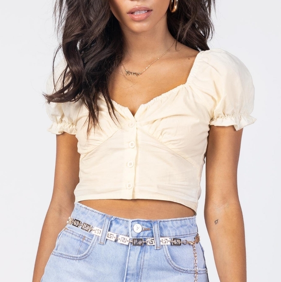 Princess Polly Tops - Princess Polly abe crop top lemon size 4